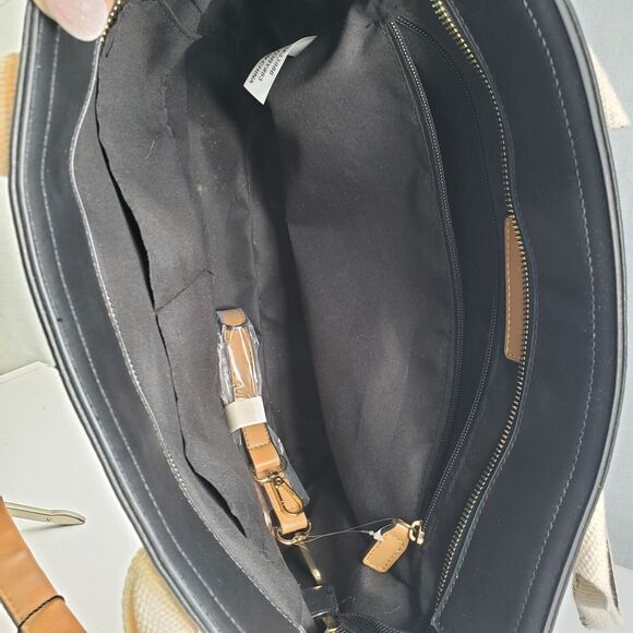 Adrienne Vittadini Montauk Black Tote With AV Charm Top Zip Closure  NWT - Picture 9 of 16